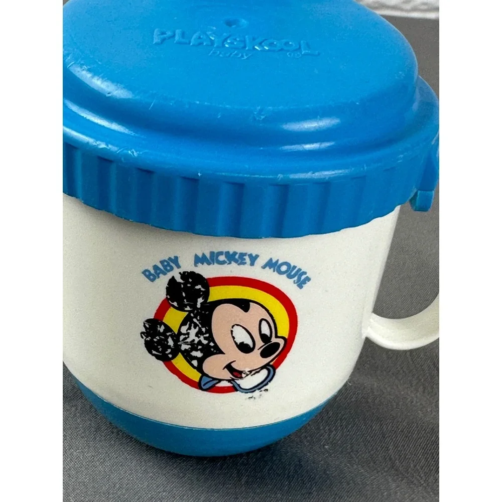 Vtg Playskool Baby Sippy Cup 1984 Mickey Mouse Disney Toddler Training Cup w Lid